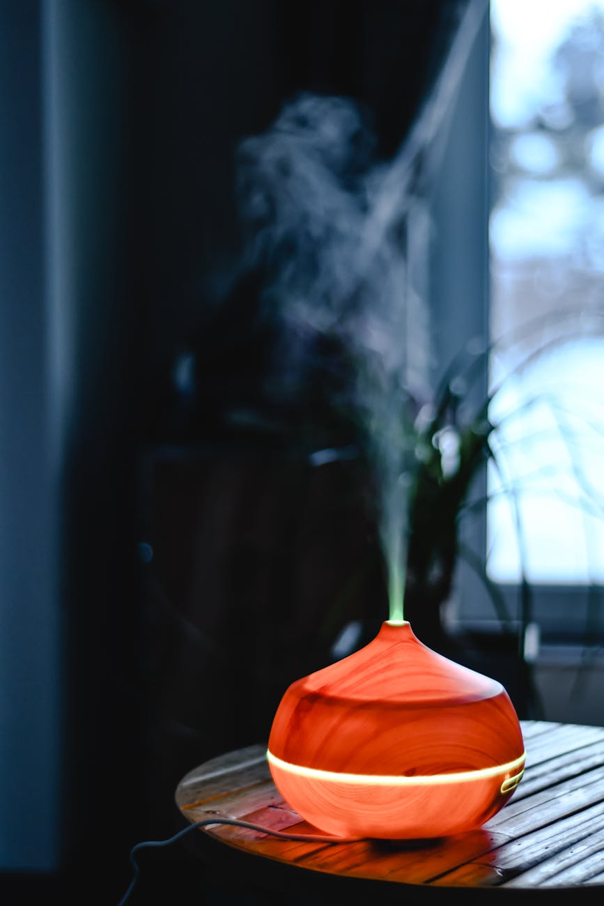 smoke coming from wooden diffuser